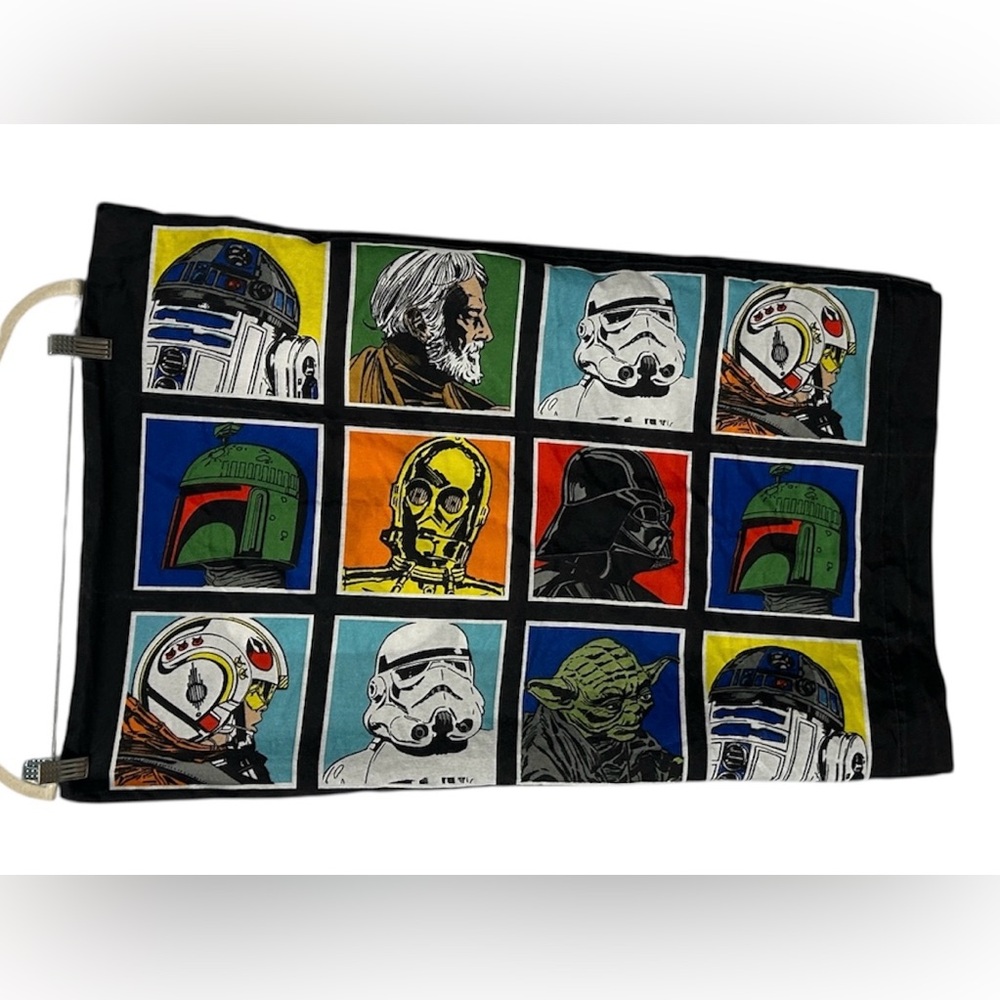 Star Wars Pillowcase Character Grid R2D2 Vader Yoda Helmet Print Twin Size